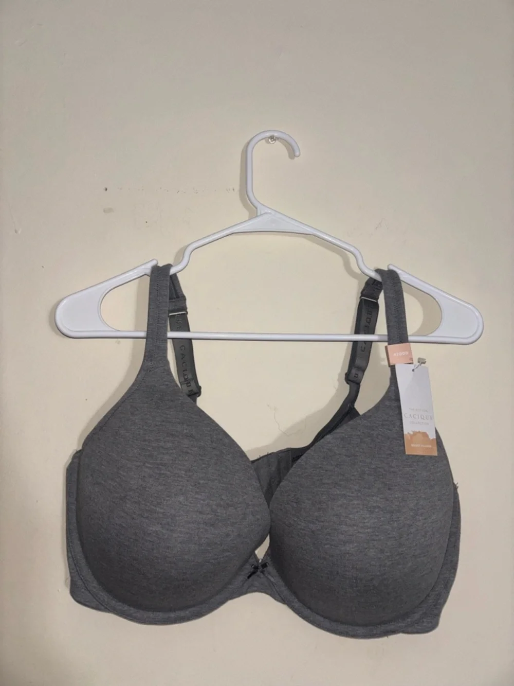 Cacique Collection T-Shirt Bra Boost Plunge Gray Size 42DDD